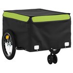 vidaXL Remorque de vélo noir et vert 45 kg fer