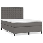 vidaXL Sommier à lattes de lit avec matelas Gris 140x190 cm Similicuir