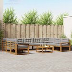 vidaXL Ensemble de canapés d'extérieur 10 Pièces Gris Naturel et Clair