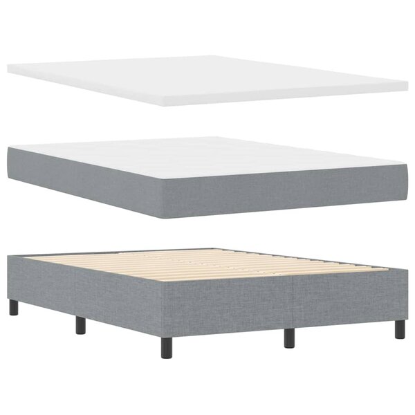 vidaXL Lit à ressorts avec matelas Gris clair 140 x 200 cm tissu