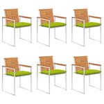 vidaXL Chaises de jardin 6 Pièces avec coussins Bois d'acacia solide
