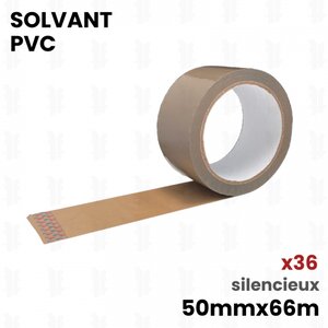 36 rubans adhésifs Havane PVC 32µ solvant 50mm x 66m