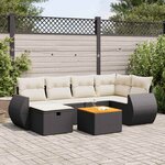 vidaXL Salon de jardin 7 Pièces avec coussins noir résine tressée