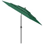 vidaXL Parasol à 3 niveaux avec mât en aluminium Vert 3 m