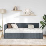vidaXL Cadre de lit d'angle avec matelas 2 Pièces Gris Velours