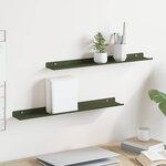 vidaXL Étagère flottante 2 Pièces Vert olive 60 x 8 5 x 2 5 cm Acier