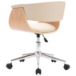 vidaXL Chaise pivotante de bureau Crème Bois courbé et similicuir