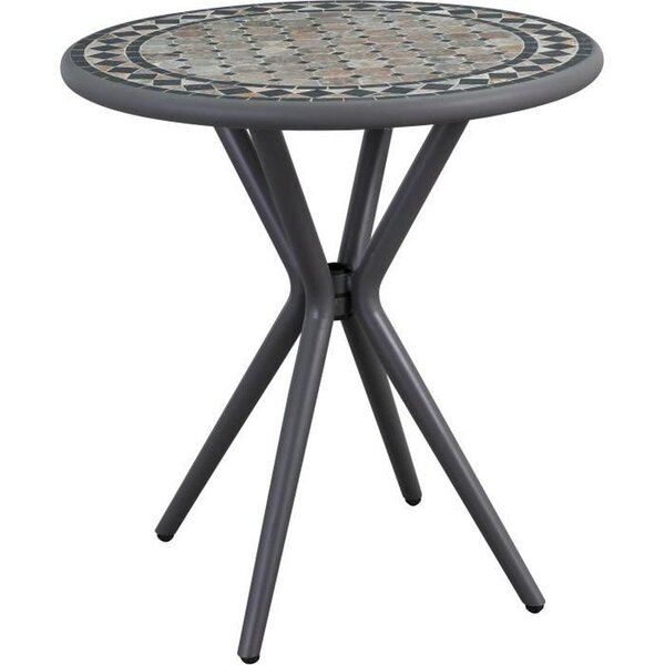 Table Mosaique de jardin - Gris anthracite, céramique noir, marbre jaune - Métal - D 70 cm - Démontable