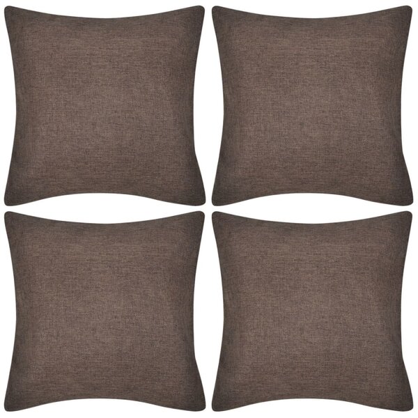 vidaXL Housses de coussin 4 Pièces Aspect de lin Marron 40x40 cm
