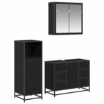 vidaXL Ensemble de mobilier de salle de bain 3 Pièces Chêne noir
