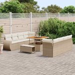 vidaXL Ensemble de canapé de jardin 11 Pièces Beige polyrotin