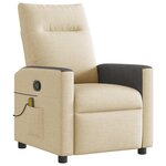 vidaXL Fauteuil de massage inclinable Crème Tissu