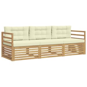 vidaXL Ensemble de canapés d'extérieur 3 pc Blanc et crème Polyester