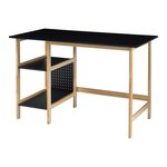 Bureau table poste de travail avec 2 étagères 120 x 60 x 75 cm noir effet bois 03_0009051