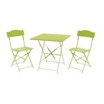 Set bistrot 2 personnes - Table 70x70 cm + 2 chaises - Acier  thermolaqué - Vert - HIENO