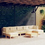vidaXL Salon de jardin 8 Pièces avec coussins crème Bois de pin