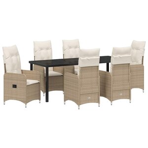 vidaXL Ensemble de salle à manger pour jardin 7 Pièces Beige polyrotin