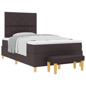 vidaXL Lit à ressorts avec tête de lit Marron foncé 200 x 120 cm tissu