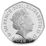 Pièce de monnaie 50 Pence Royaume-Uni Plésiosaure 2021 – Argent BE
