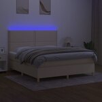 vidaXL Sommier à lattes de lit et matelas et LED Crème 180x200cm Tissu