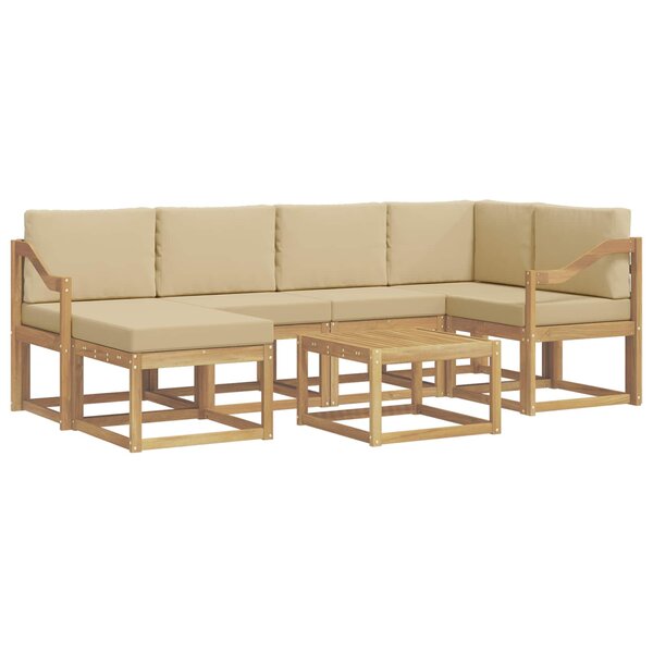 vidaXL Ensemble de canapés d'extérieur 7 Pièces Blanc et Beige