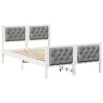 vidaXL Cadre de lit Gris clair 120 x 190 cm Pin massif