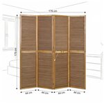 Paravent bois 4 pans bambou marron