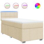 vidaXL Sommier à lattes de lit avec matelas Crème 90x200 cm Tissu