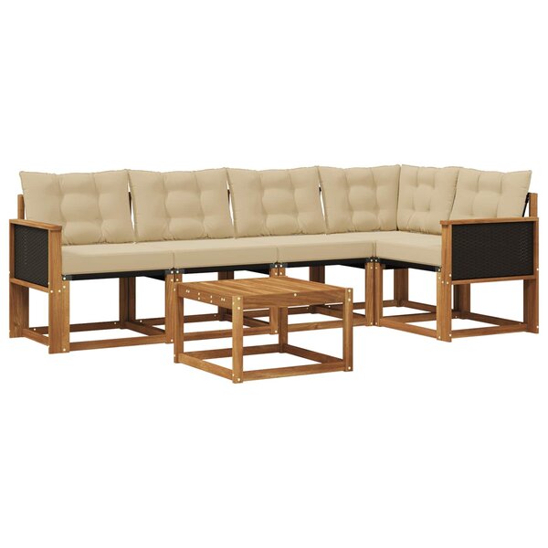 vidaXL Ensemble de canapés d'extérieur 6 pc Naturel et Beige