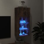 vidaXL Meuble TV avec lumières LED chêne fumé 40 5x30x90 cm