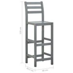 vidaXL Tabourets de bar lot de 4 gris bois d'acacia massif