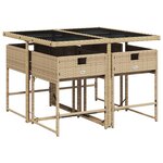 vidaXL Ensemble à manger de jardin coussins 5 Pièces mélange beige rotin