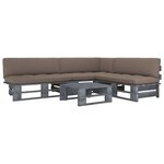 vidaXL Salon de jardin palette 4Pièces avec coussins Pin imprégné de gris