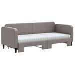 vidaXL Lit de jour avec gigogne et matelas taupe 80x200 cm tissu