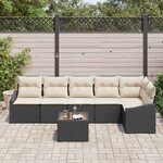 vidaXL Ensemble de canapé de jardin 7 Pièces Noir Poly rotin