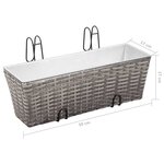 vidaXL Lits surélevés de balcon 2 Pièces 50 cm Gris Résine tressée