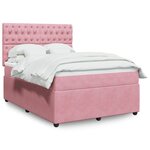 vidaXL Sommier à lattes de lit avec matelas Rose 140x190 cm Velours