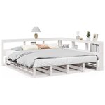 vidaXL Lit bibliothèque sans matelas blanc 200x200 cm bois pin massif