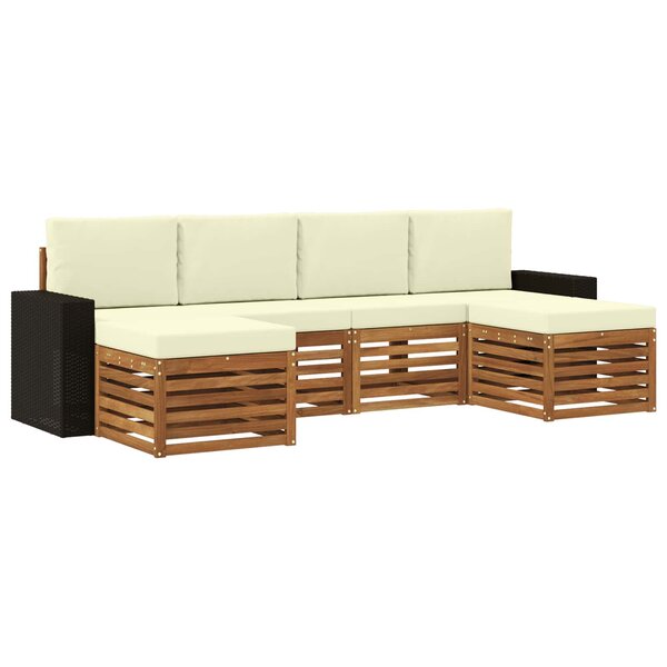 vidaXL Ensemble de canapés d'extérieur 6 pc Naturel et Crème