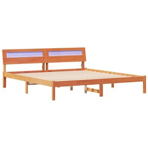 vidaXL Cadre de lit avec tête de lit Marron 200 x 200 cm Bois massif