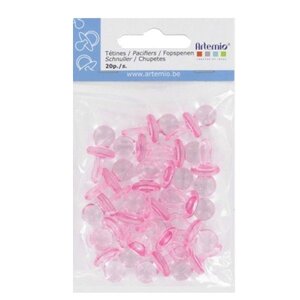 Mini tétine en plastique rose 20 pièces