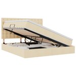 vidaXL Lit de rangement LED avec matelas Crème 180 x 200 cm Tissu