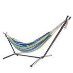 Copacabana bleu/vert - Hamac sur pied 2,6 m avec toile en tissu