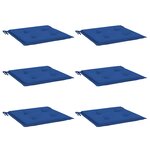 vidaXL Coussins de chaise de jardin lot de 6 bleu royal 40x40x4 cm