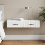 vidaXL Table d'appoint murale Blanc 87 5 x 34 5 x 17 cm