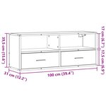 vidaXL Meuble TV chêne sonoma 100x31x39 5cm bois d'ingénierie et métal