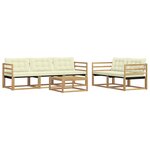vidaXL Ensemble de canapés d'extérieur 6 Pièces Blanc et crème