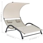 vidaXL Chaise longue double avec auvent textilène crème