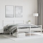 vidaXL Cadre de lit métal avec tête de lit/pied de lit blanc 150x200cm