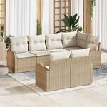 vidaXL Ensemble de canapé de jardin 7 Pièces Beige Poly rotin